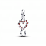 Connected hearts sterling silver dangle with salsa red crystal