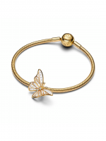Butterfly 14k gold-plated charm with clear cubic zirconia and clear UV resin