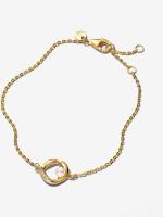14k gold-plated bracelet with treated white freshwater cultured pearl and clear cubic zirconia