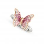 CRYSALIS ring in 925 sterling silver BI-TONE fin, (LARGE) and cz (040_Butterfly)