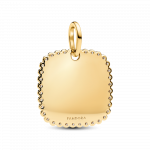 Engravable square 14k gold-plated pendant with clear cubic zirconia