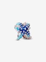Starfish sterling silver charm with shaded blue and pink enamel
