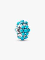 Sterling silver charm with clear cubic zirconia and imitation turquoise