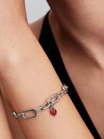 Heart sterling silver mini dangle with salsa red crystal and red enamel