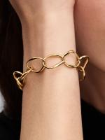Organically shaped link14k gold-plated bracelet