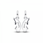 Butterfly sterling silver splittable dangle with clear cubic zirconia and shimmering blue enamel