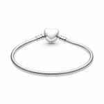 Snake chain sterling silver bracelet with engravable heart clasp