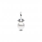 Crossing arrows sterling silver mini dangle with white lacquered artificial pearl