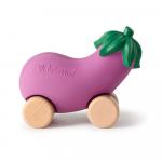 Машинка Emma the Eggplant, игрушка-прорезыватель на деревянных колёсах