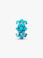 Sterling silver charm with clear cubic zirconia and imitation turquoise