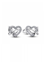 Heart and butterfly sterling silver stud earrings with clear cubic zirconia