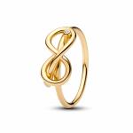 Infinity knot 14k gold-plated ring with clear cubic zirconia
