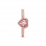 Heart 14k rose gold-plated ring with orchid pink crystal and fancy fairy tale pink cubic zirconia