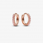 14k Rose gold-plated huggie hoop earrings with fancy fairy tale pink cubic zirconia