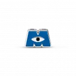 Шарм из стерлингового серебра с логотипом Disney Pixar Monsters Inc, синей эмалью и черными кристаллом