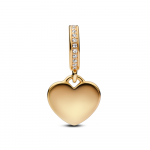 Engravable 14k gold-plated dangle with clear cubic zirconia