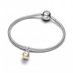 Easter egg sterling silver dangle with golden lacquered artificial pearl