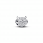 Textured owl sterling silver mini charm