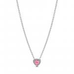 Heart sterling silver collier with fancy pink and clear cubic zirconia