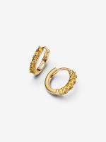 14k gold-plated huggie earrings with vibrant yellow crystal