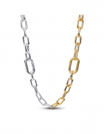 Sterling silver and 14k gold-plated link necklace with 2 openable link