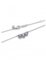 Triple heart sterling silver collier with clear cubic zirconia