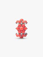 Sterling silver charm with clear cubic zirconia and imitation coral