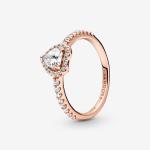 Серебряное кольцо Heart с покрытием из розового золота 14 карат и прозрачным фианитом