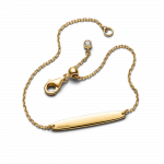 Engravable 14k gold-plated bar bracelet with clear cubic zirconia