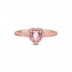 Heart 14k rose gold-plated ring with orchid pink crystal and fancy fairy tale pink cubic zirconia