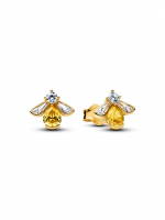 Bee 14k gold-plated stud earrings with vibrant yellow and clear cubic zirconia