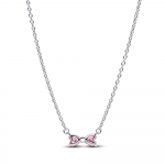 Bow sterling silver collier with fancy pink and clear cubic zirconia