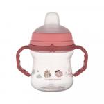 Поильник Canpol тренировочный с силиконовым носиком FirstCup Bonjour Paris розовый  150 мл