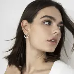 COLOR WAVE earrings in 925 sterling silver and cubic zirconia (WHITE Fin. Yellow gold)
