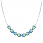 SYMBIOSI necklace in 925 sterling silver and BICOLOR stones (025_LIGHT BLUE-GREEN fin, Silver)