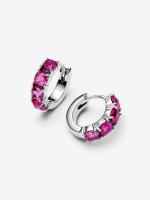 Sterling silver hoop earrings with phlox pink crystal