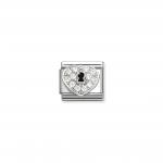 Composable Classic SYMBOLS in steel  enamel  silver 925 and CZ (09_Heart padlock WHITE)