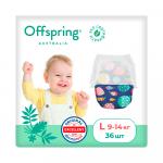 Трусики-подгузники Offspring расцветка Рыбки размер L 9-14 кг 36 шт