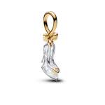 Disney Cinderella shoe sterling silver and 14k gold-plated dangle with 0.012 ct TW G-I VS+ round brilliant very good cut lab-grown diamond a