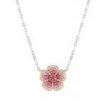 CRYSALIS necklace in 925 sterling silver BI-TONE fin  and cz (010_Flower)