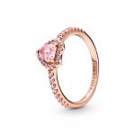 Heart 14k rose gold-plated ring with orchid pink crystal and fancy fairy tale pink cubic zirconia