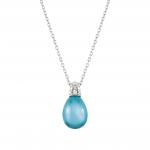 MYRADIANCE necklace in 925 sterling silver  cz and synthetic stones (042_LIGHT BLUE TOPAZ)