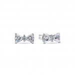 Bow sterling silver stud earrings with clear cubic zirconia