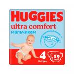 Подгузники Huggies Ultra Comfort для мальчиков размер 4 8-14 кг 19 шт