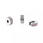 Silver clip with pink cubic zirconia and silicone grip