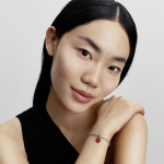 Heart sterling silver double dangle with salsa red crystal and red Murano glass