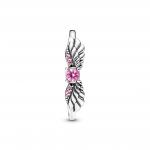 Кольцо из стерлингового серебра «Крылья ангела» с кристаллом розового флокса