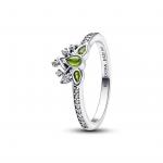 Disney Tiana sterling silver ring with light green crystal and clear cubic zirconia