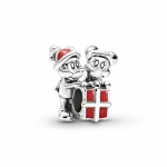 Серебряный шарм Disney Mickey, Minnie и подарочная коробка с красной эмалью