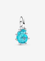 Sea snail sterling silver dangle with capri blue crystal, clear cubic zirconia, imitation turquoise and Murano glass